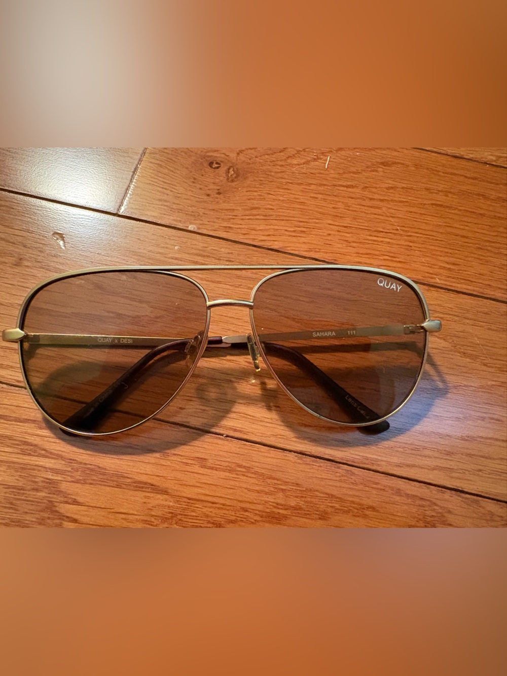 Quay Australia Gold Aviator Sunglasses with Brown Lenses